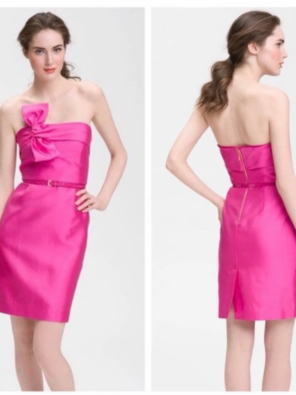 Kate Spade Strapless Bow-Accent Cocktail Dress in Hot Pink size 4